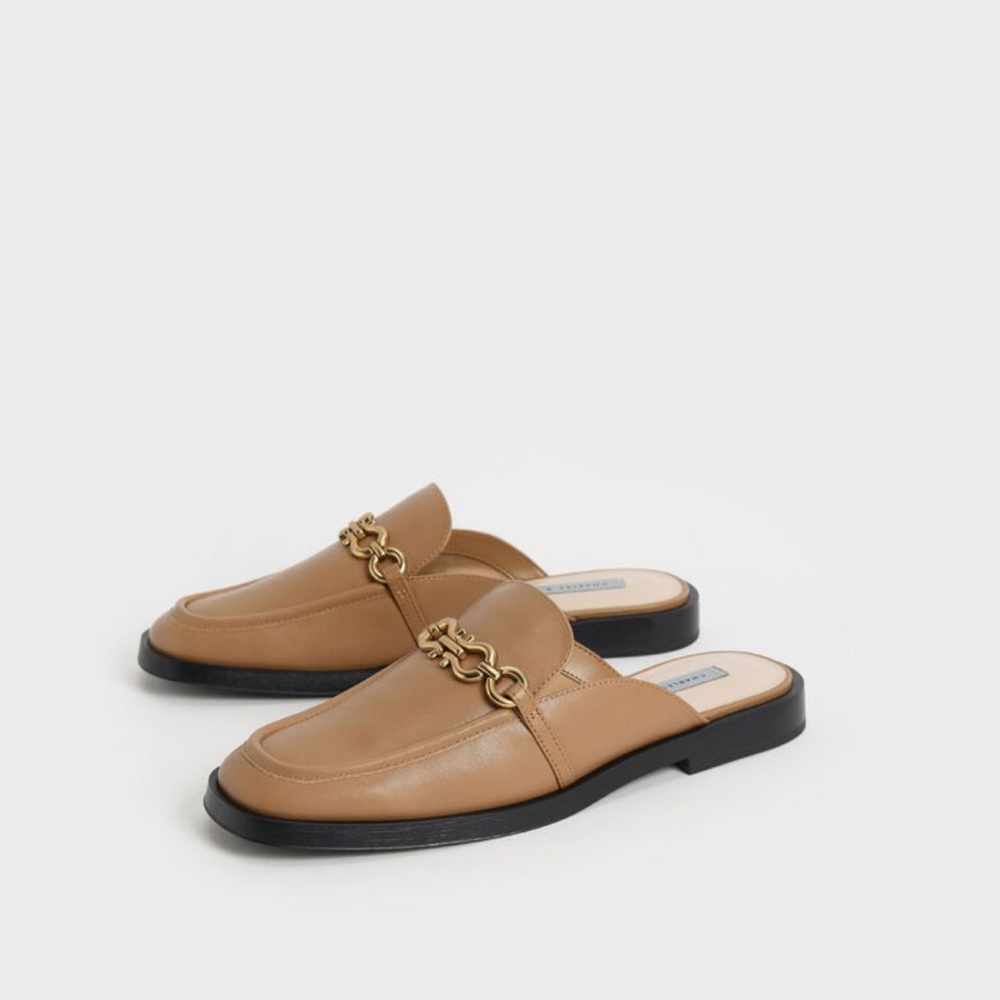 Charles & Keith Chain Embellished Loafer Mules